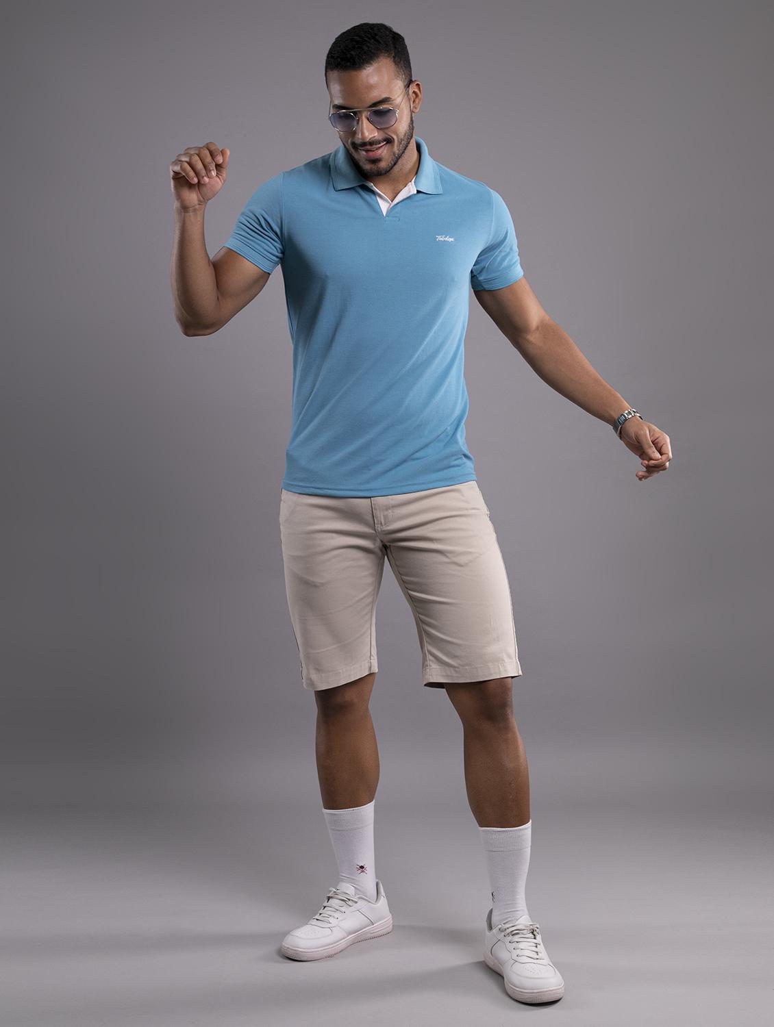 men light blue regular fit polo t-shirt - 18374677 - Standard Image - 3