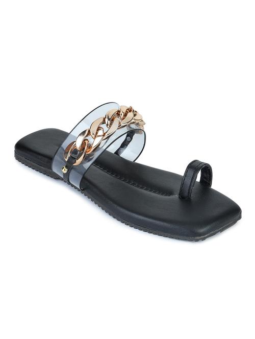 black synthetic slip on sandals - 18374902 - Standard Image - 0