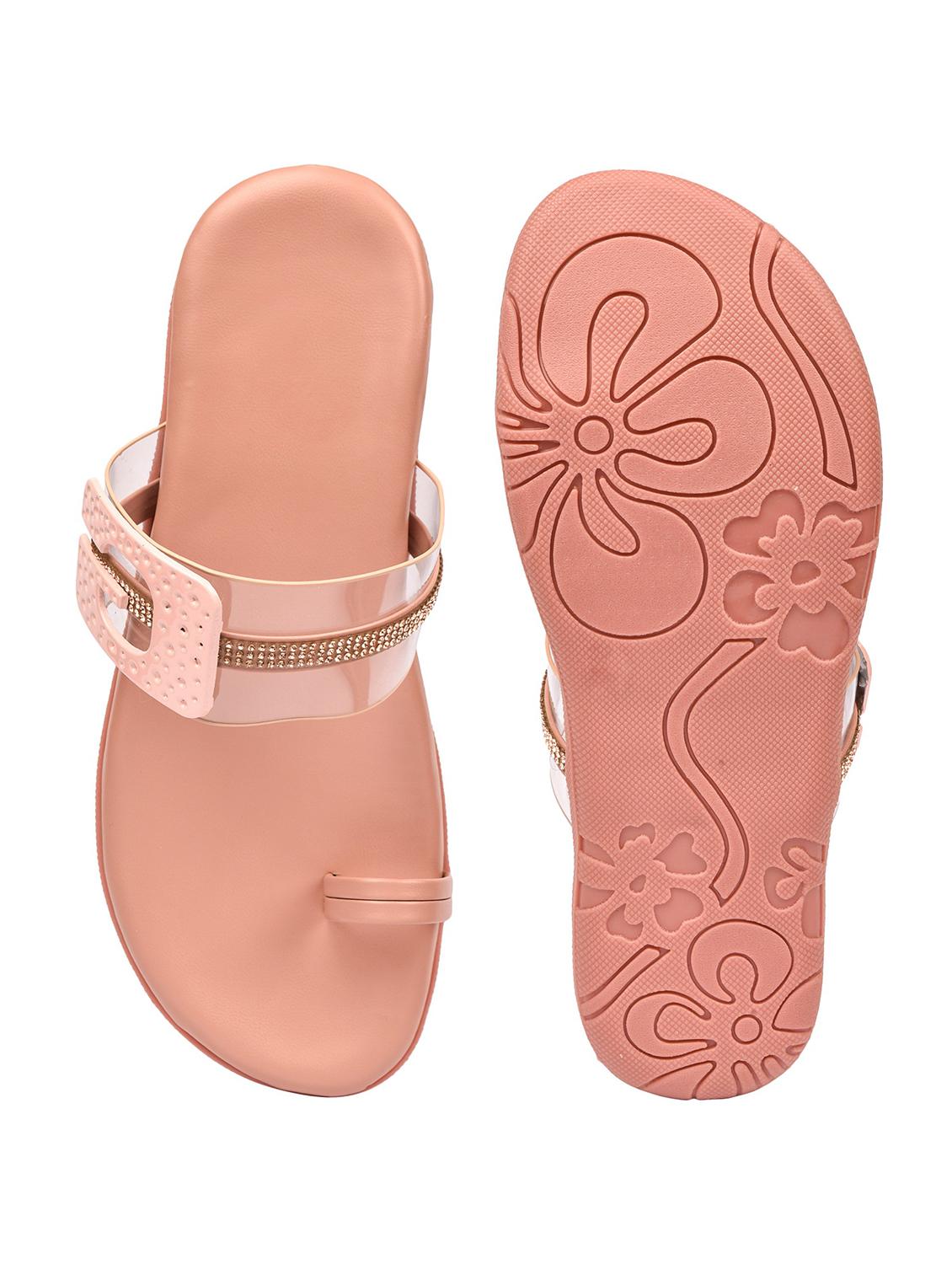 pink synthetic slip on sandals - 18374935 - Standard Image - 3