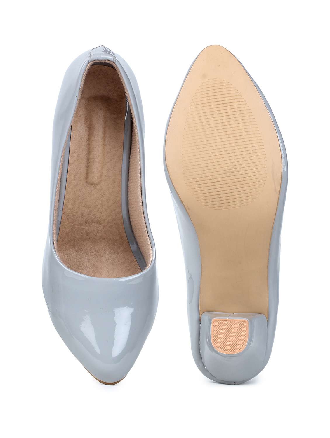 grey patent leather slip on pumps - 18374946 -  Standard Image - 3