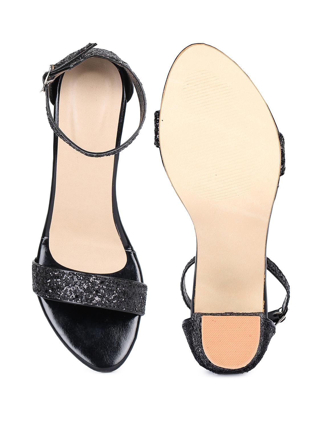 black synthetic ankle strap sandals - 18374957 - Standard Image - 3
