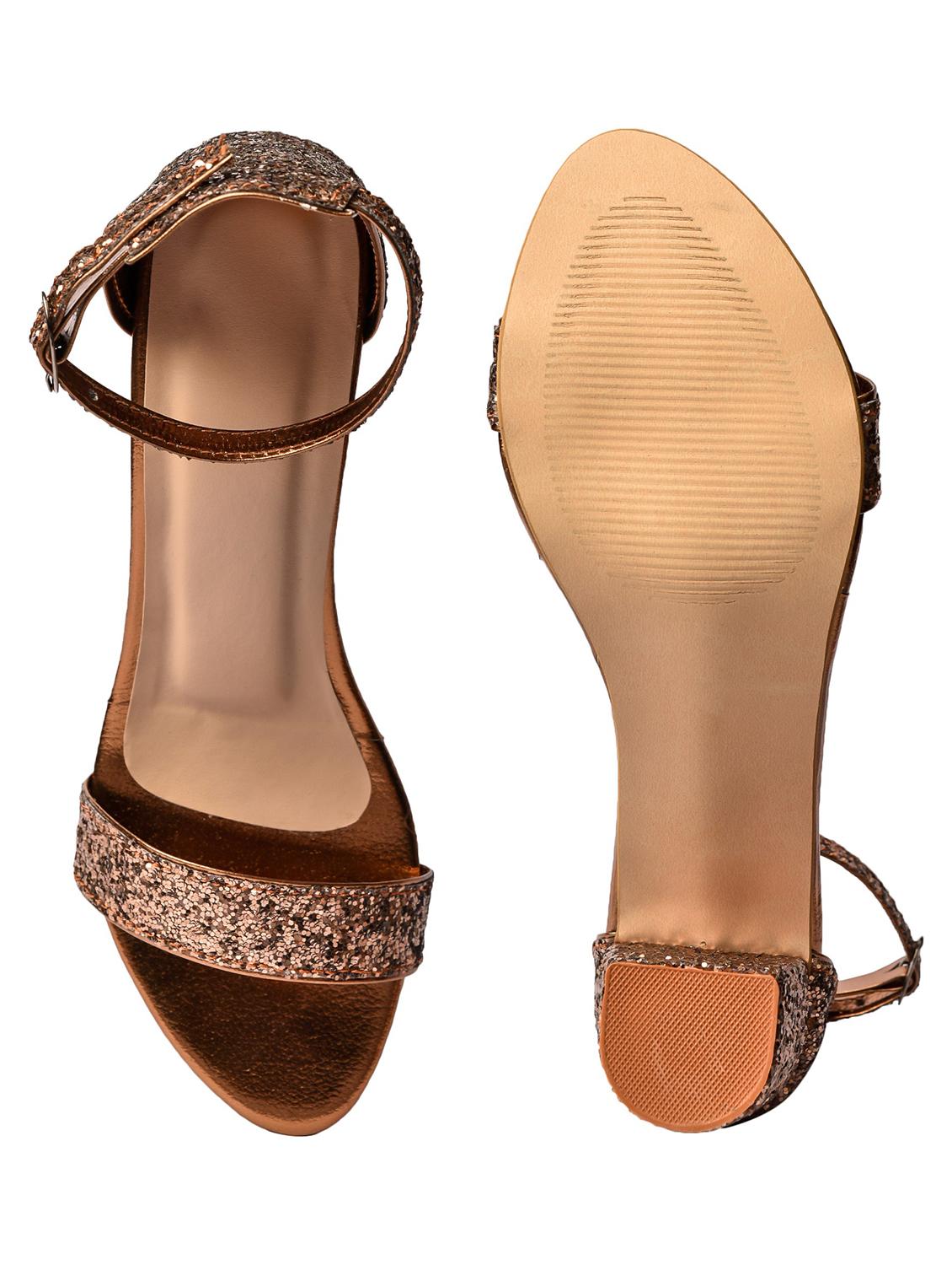 copper synthetic ankle strap sandals - 18374958 - Standard Image - 3