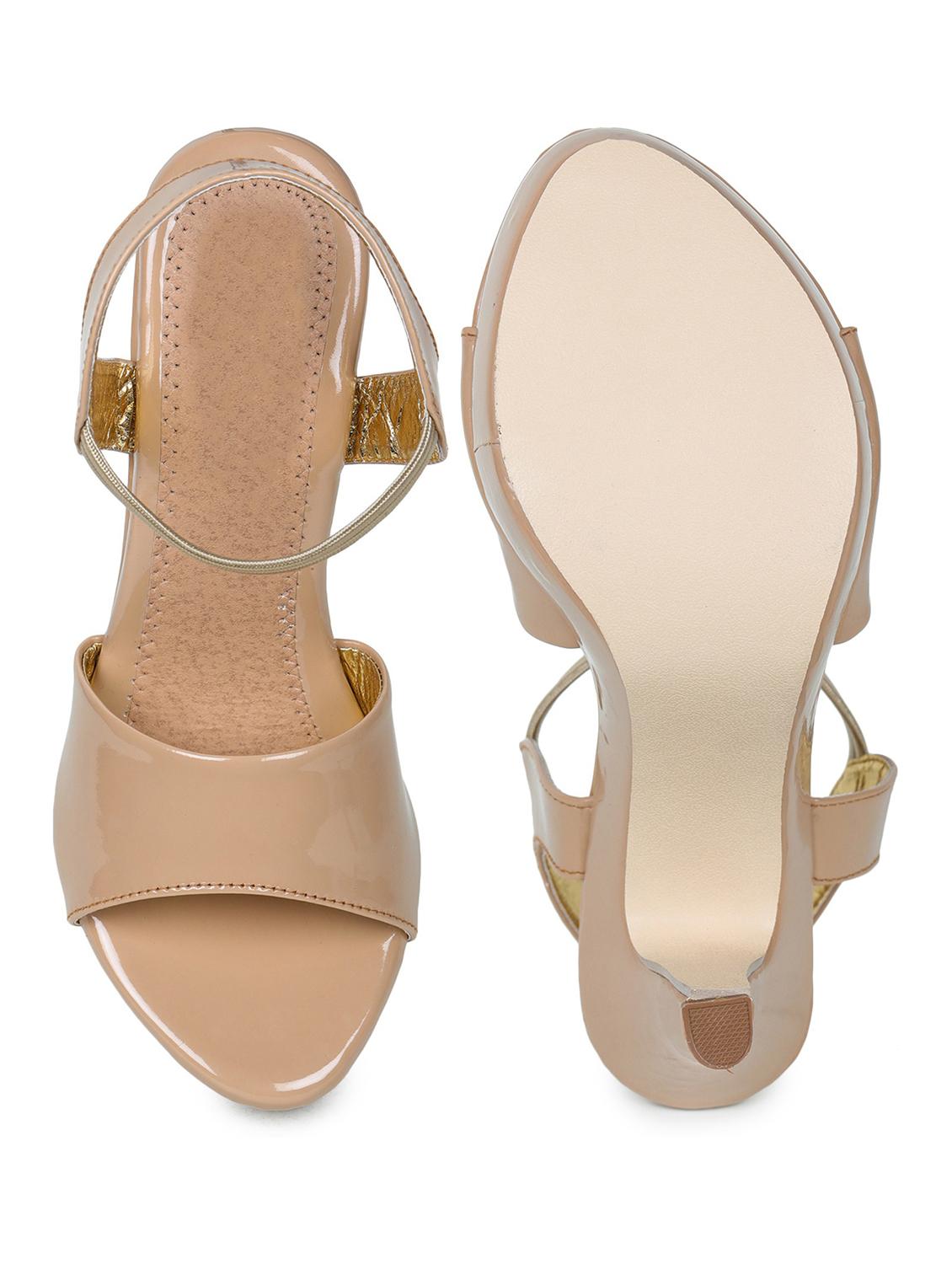 beige synthetic back strap sandals - 18375011 - Standard Image - 3