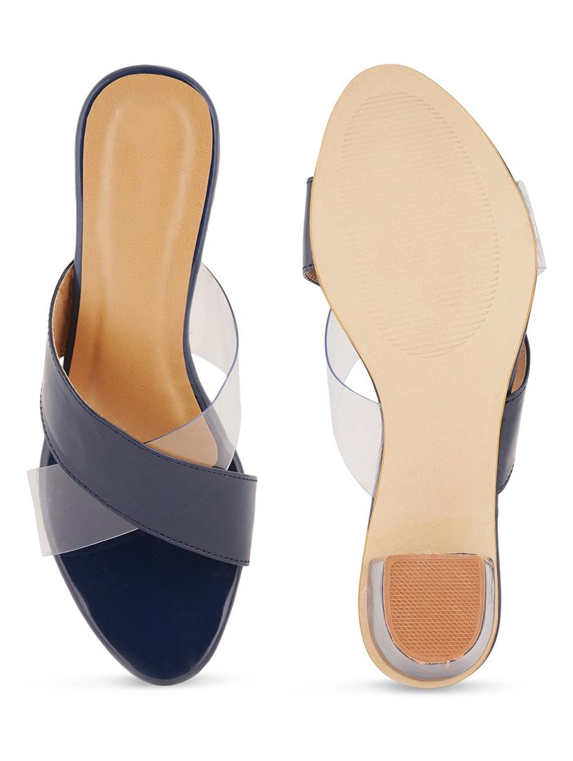 blue synthetic slip on sandals - 18375064 - Standard Image - 3