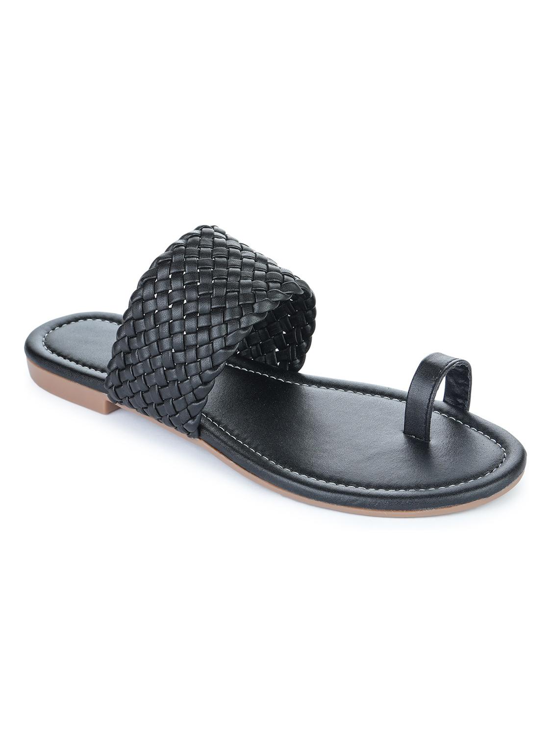 black synthetic slip on sandals - 18375080 -  Zoom Image - 0