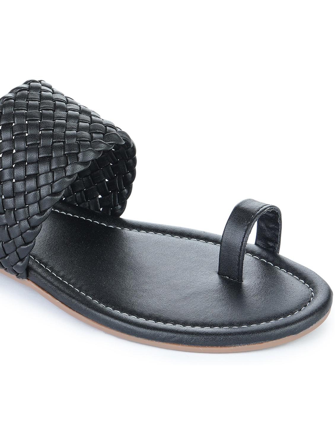 black synthetic slip on sandals - 18375080 - Standard Image - 3