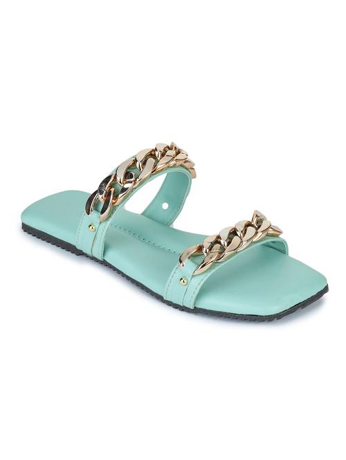 green synthetic slip on sandals - 18375098 -  Standard Image - 0
