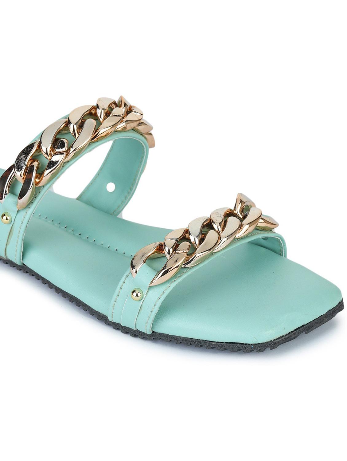 green synthetic slip on sandals - 18375098 - Standard Image - 3