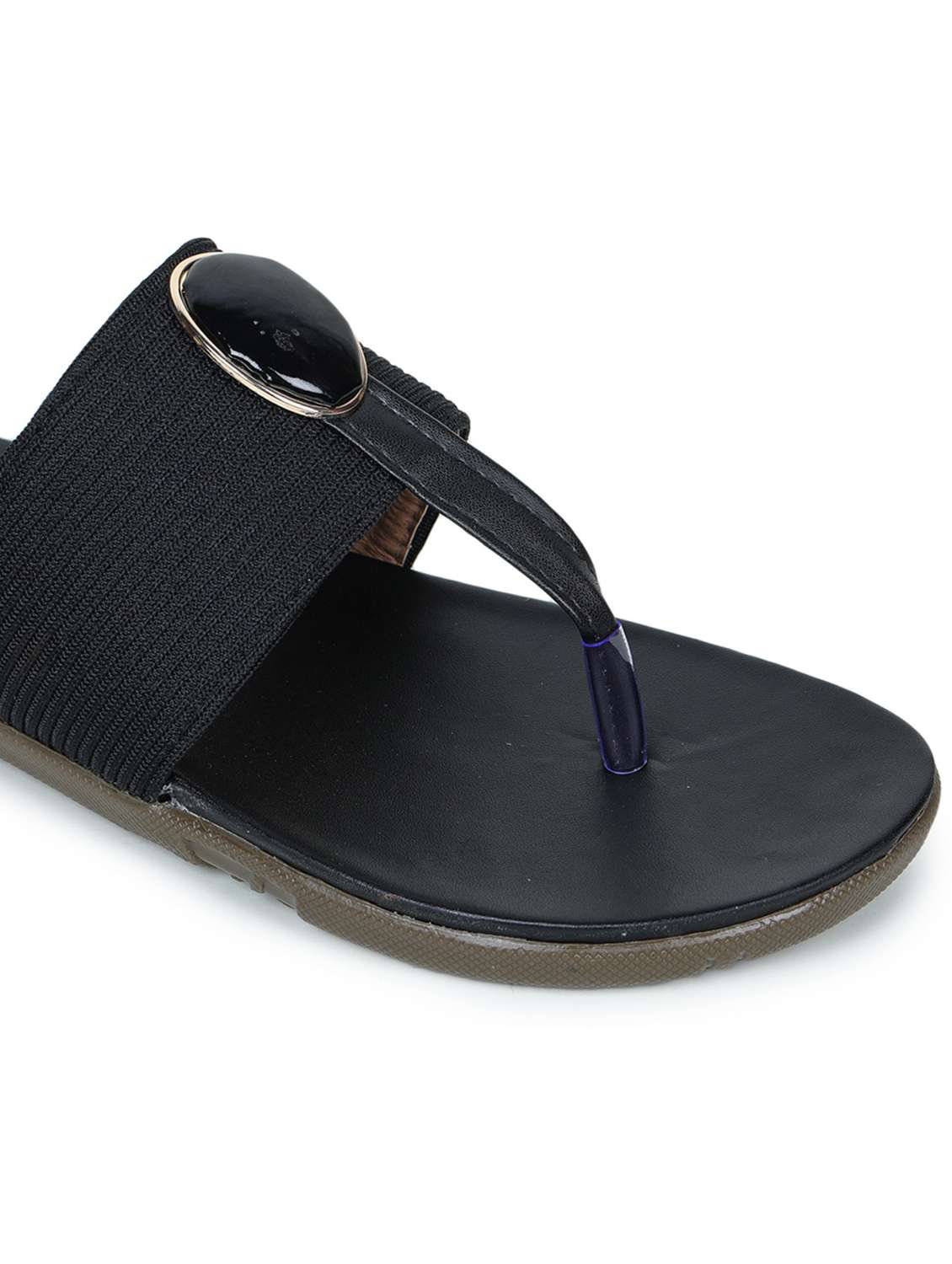 black synthetic slip on sandals - 18375131 - Standard Image - 3