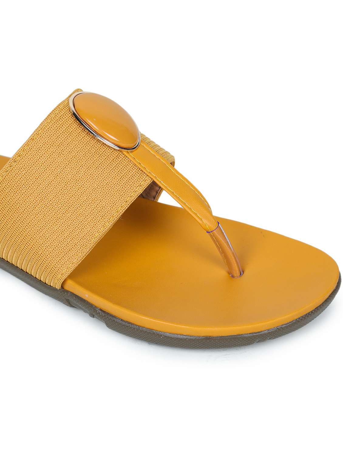 yellow synthetic slip on sandals - 18375135 - Standard Image - 3