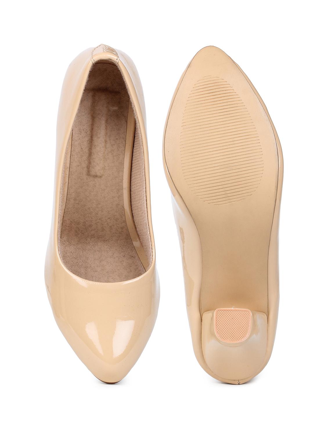 beige patent leather slip on pumps - 18375136 - Standard Image - 3