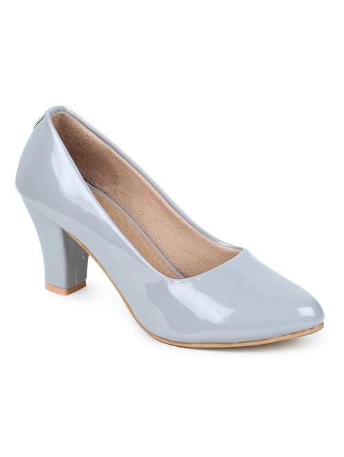 grey patent leather slip on pumps - 18375138 -  Standard Image - 0