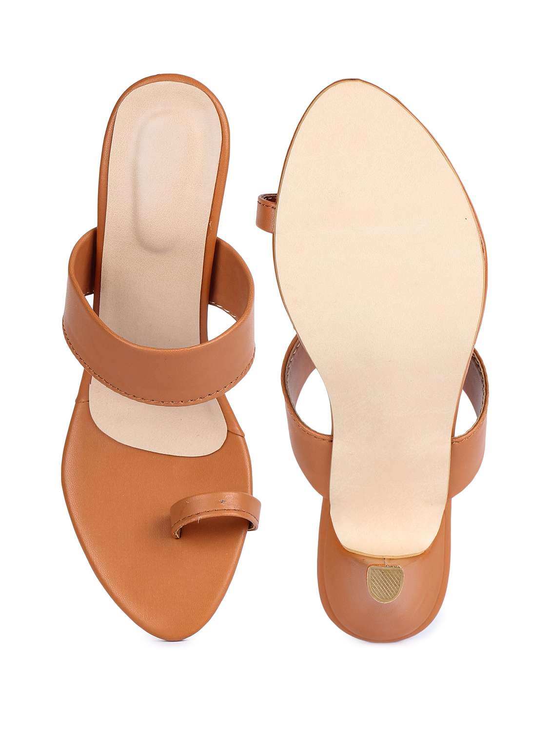 tan synthetic slip on sandals - 18375144 -  Standard Image - 3
