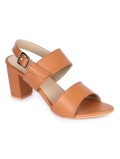 tan synthetic ankle strap sandals - 18375169 - Standard Image - 0