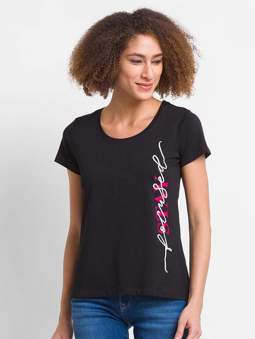 women's placement print round neck t-shirt - 18375948 - Standard Image - 0