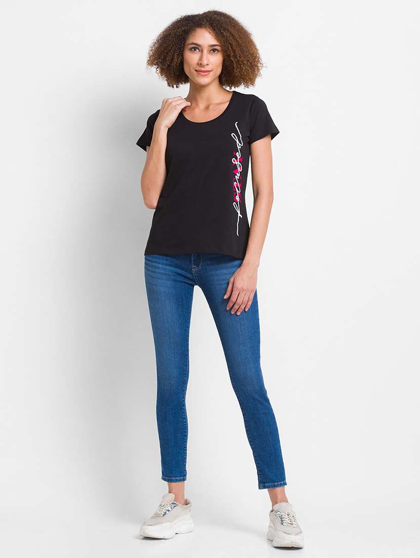 women's placement print round neck t-shirt - 18375948 - Standard Image - 3