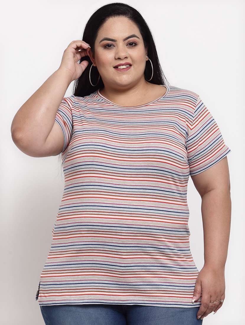 round neck striped tee