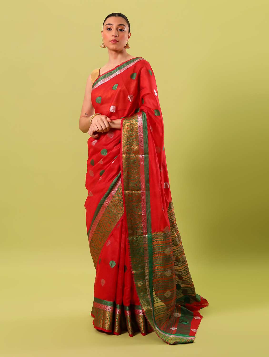 Buy online Women's Self Design Pink Colored Saree With Blouse from