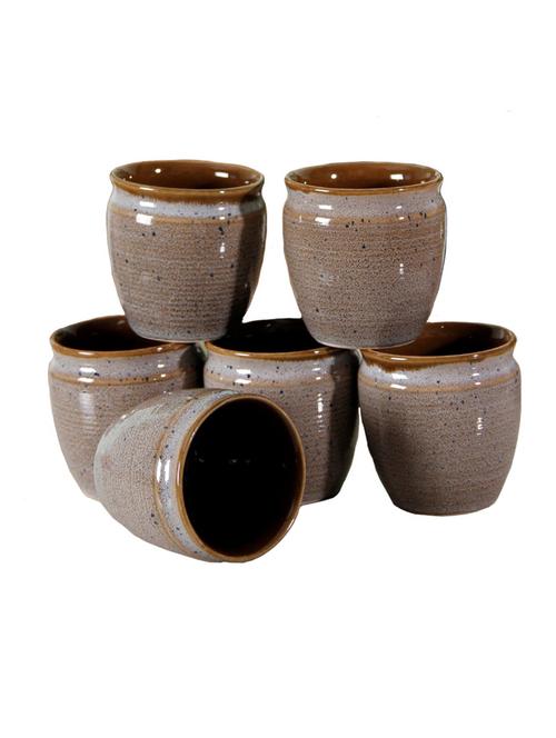 unravel india studio pottery grey and brown kulhad(set of 6) - 18376728 - Standard Image - 0