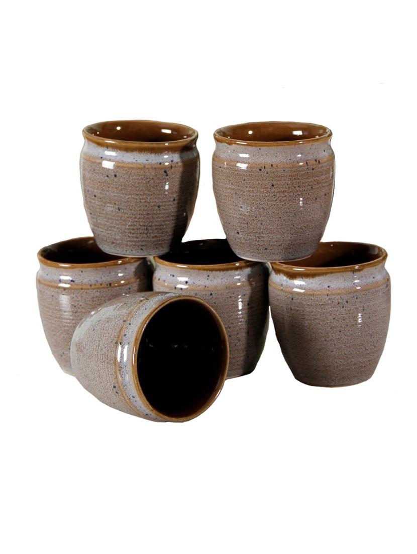 unravel india studio pottery grey and brown kulhad(set of 6) - 18376728 - Zoom Image - 0