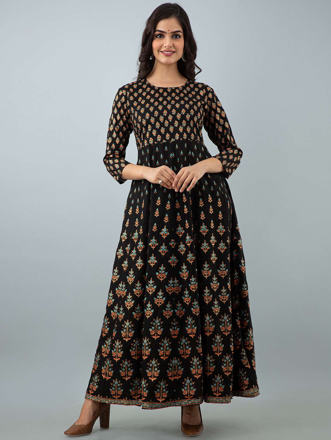 black rayon anarkali kurta