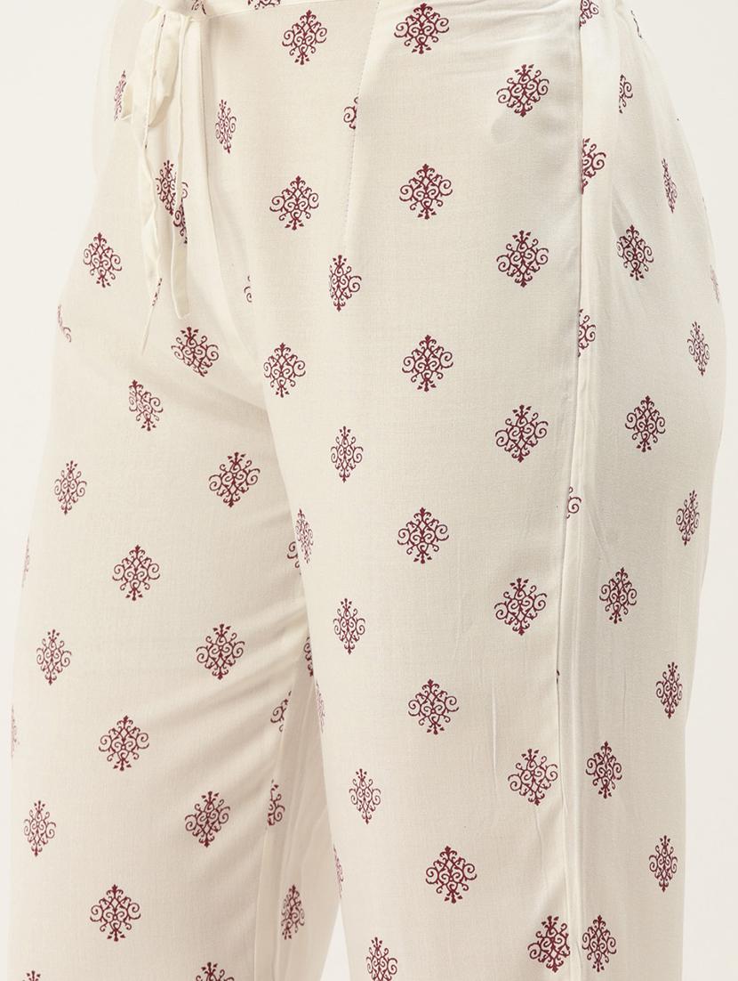 burgundy rayon kurta palazzo set - 18377026 - Standard Image - 3