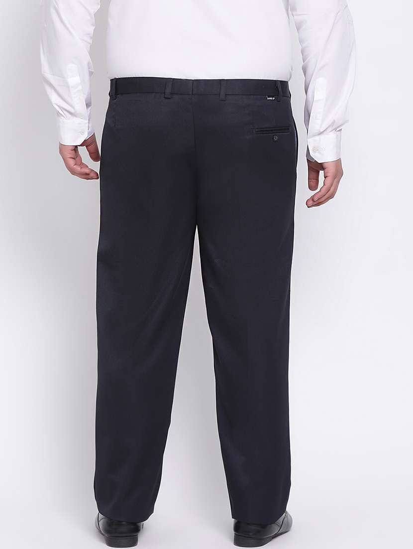 navy blue solid formal trouser - 18377178 -  Standard Image - 3