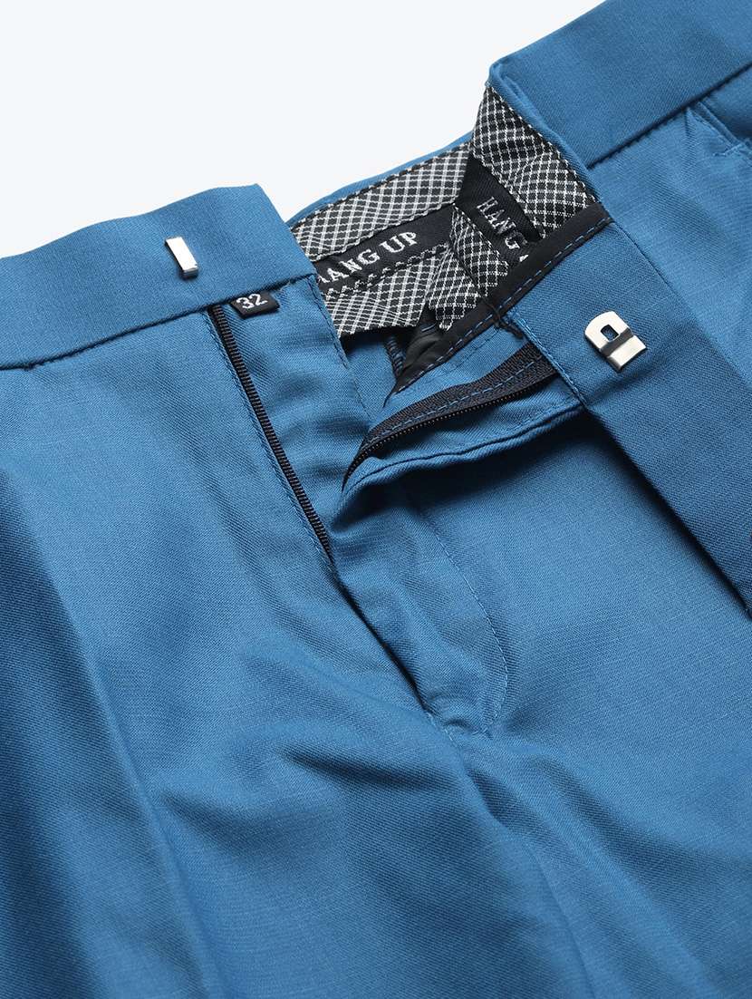 blue solid casual trouser - 18377218 -  Standard Image - 5