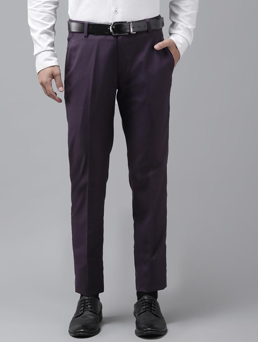 men purple solid mid rise ankle length formal trouser - 18377219 -  Zoom Image - 0