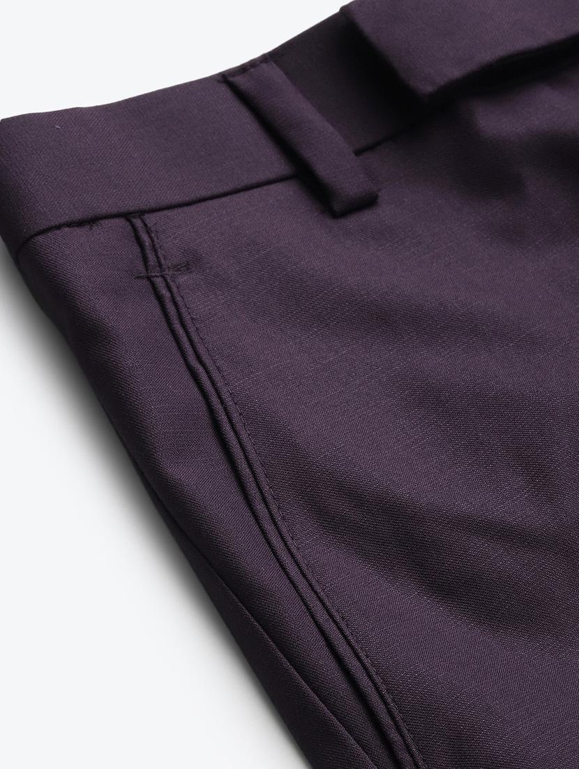 men purple solid mid rise ankle length formal trouser - 18377219 - Standard Image - 5
