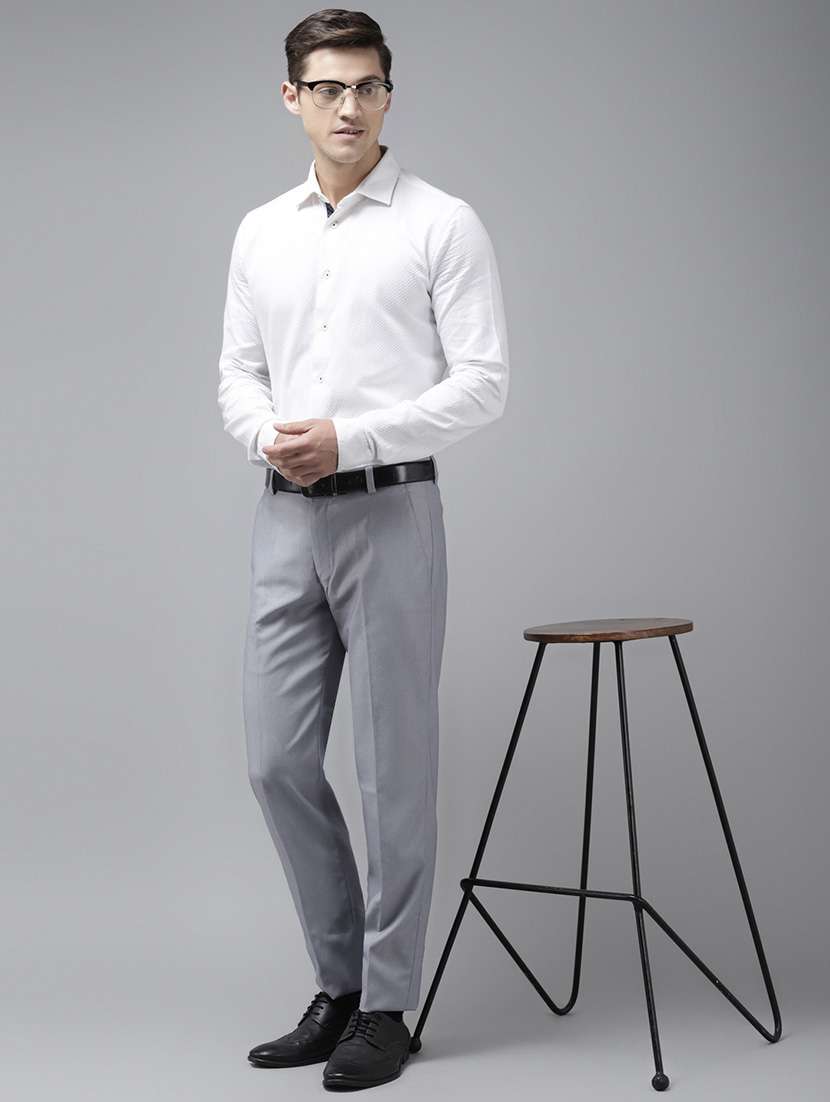 grey solid casual trouser - 18377224 -  Standard Image - 3