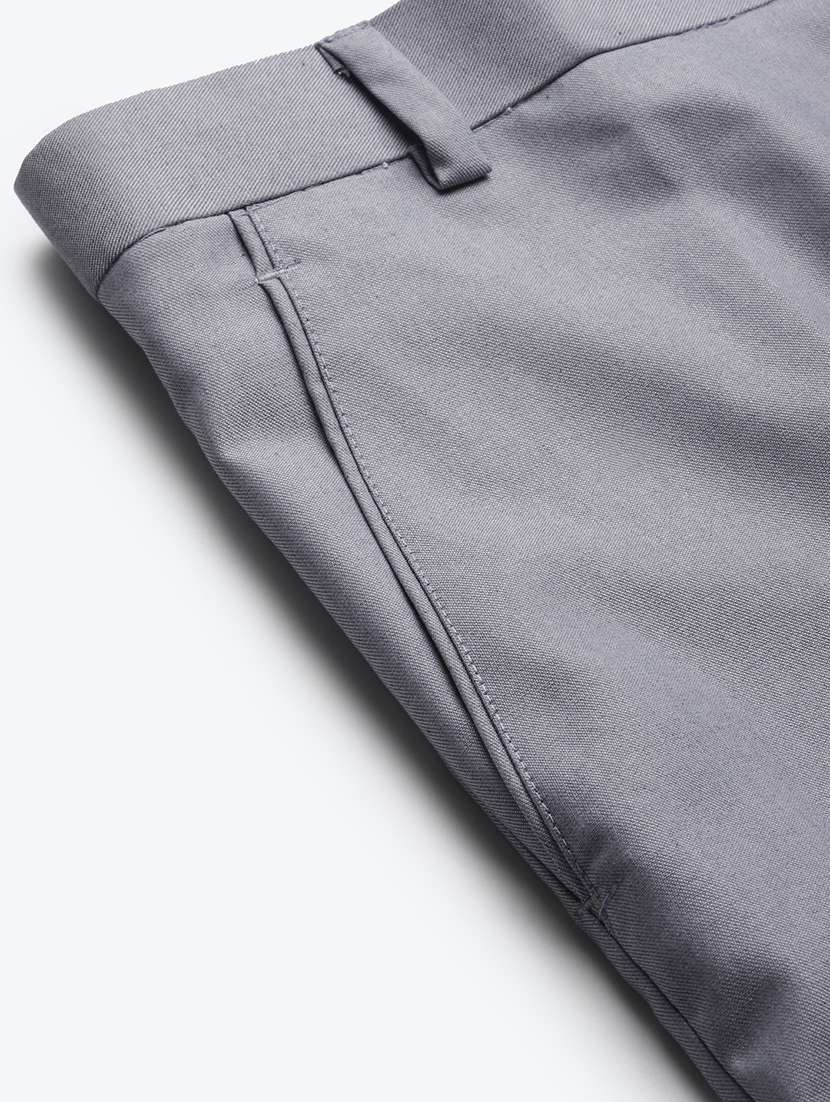 grey solid casual trouser - 18377224 -  Standard Image - 5