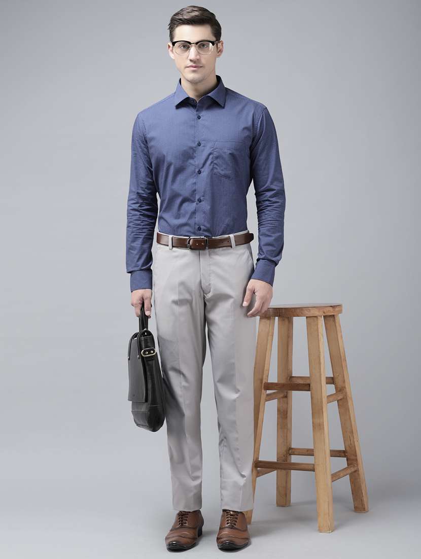 grey solid casual trouser - 18377225 -  Standard Image - 3