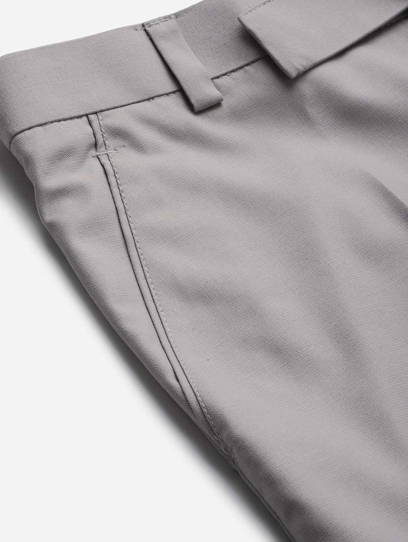 grey solid casual trouser - 18377225 -  Standard Image - 5