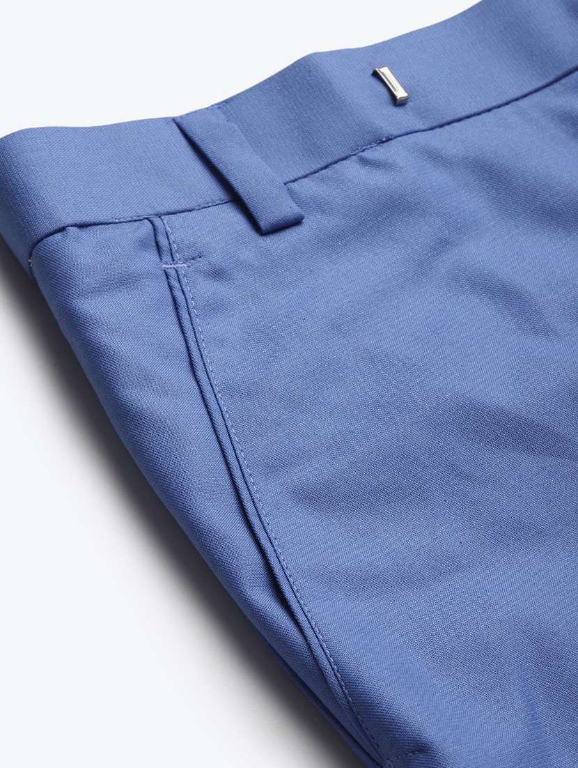 blue solid casual trouser - 18377229 -  Standard Image - 5