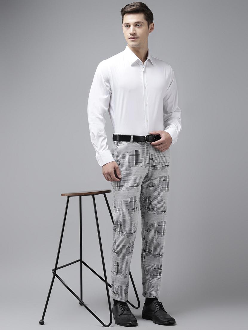 grey printed casual trouser - 18377233 - Standard Image - 3