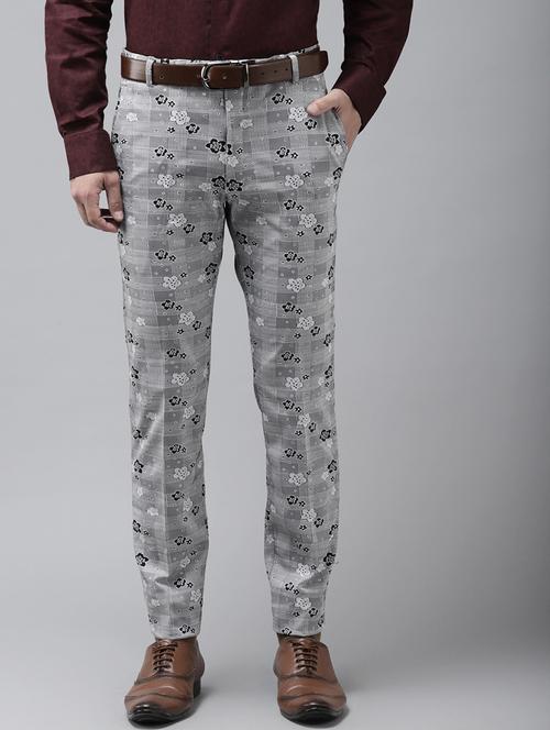 grey printed casual trouser - 18377234 -  Standard Image - 0