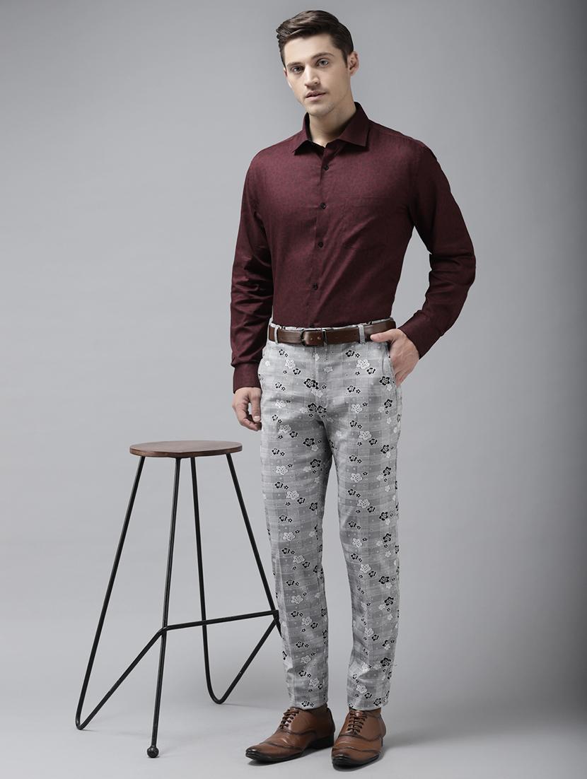grey printed casual trouser - 18377234 - Standard Image - 3