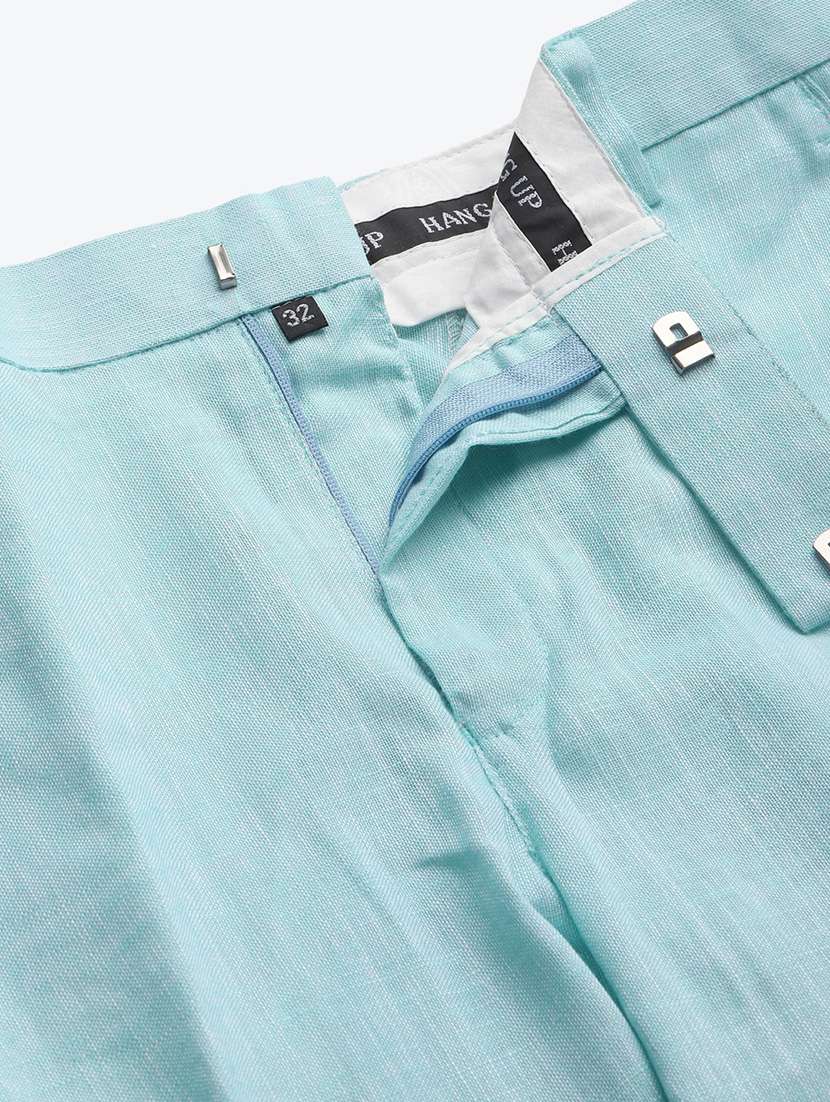 blue solid casual trouser - 18377237 -  Standard Image - 5