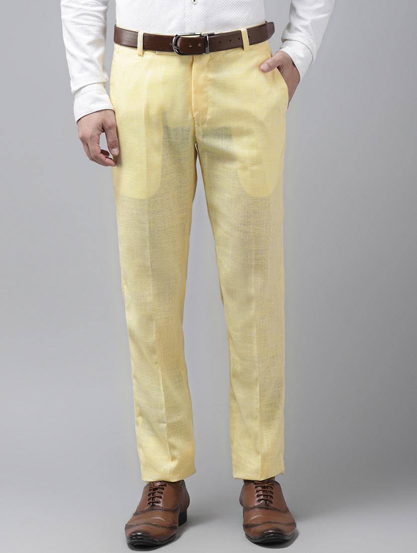 yellow solid casual trouser - 18377240 - Zoom Image - 0