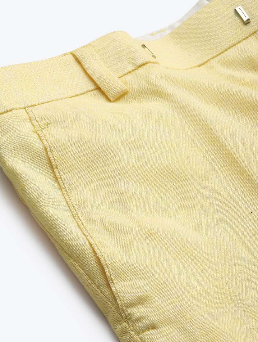 yellow solid casual trouser - 18377240 - Standard Image - 5