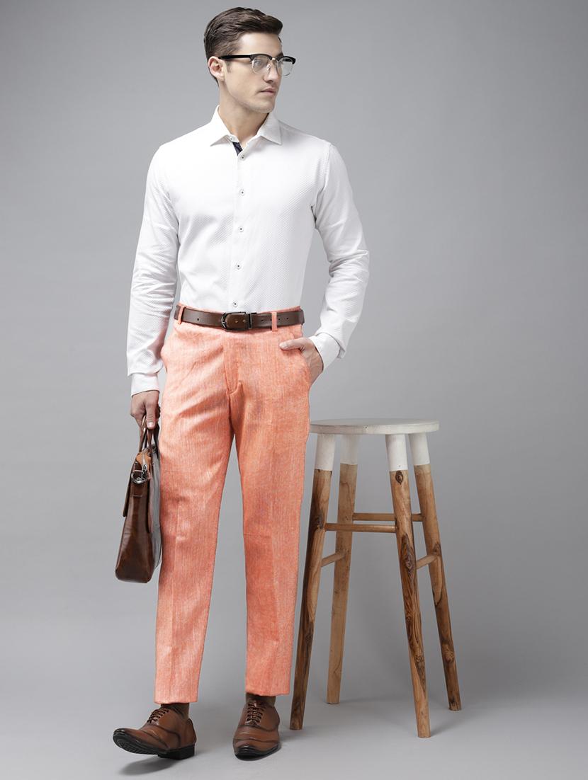 orange solid casual trouser - 18377243 - Standard Image - 3