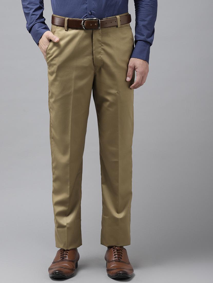 khaki solid casual trouser - 18377246 -  Zoom Image - 0