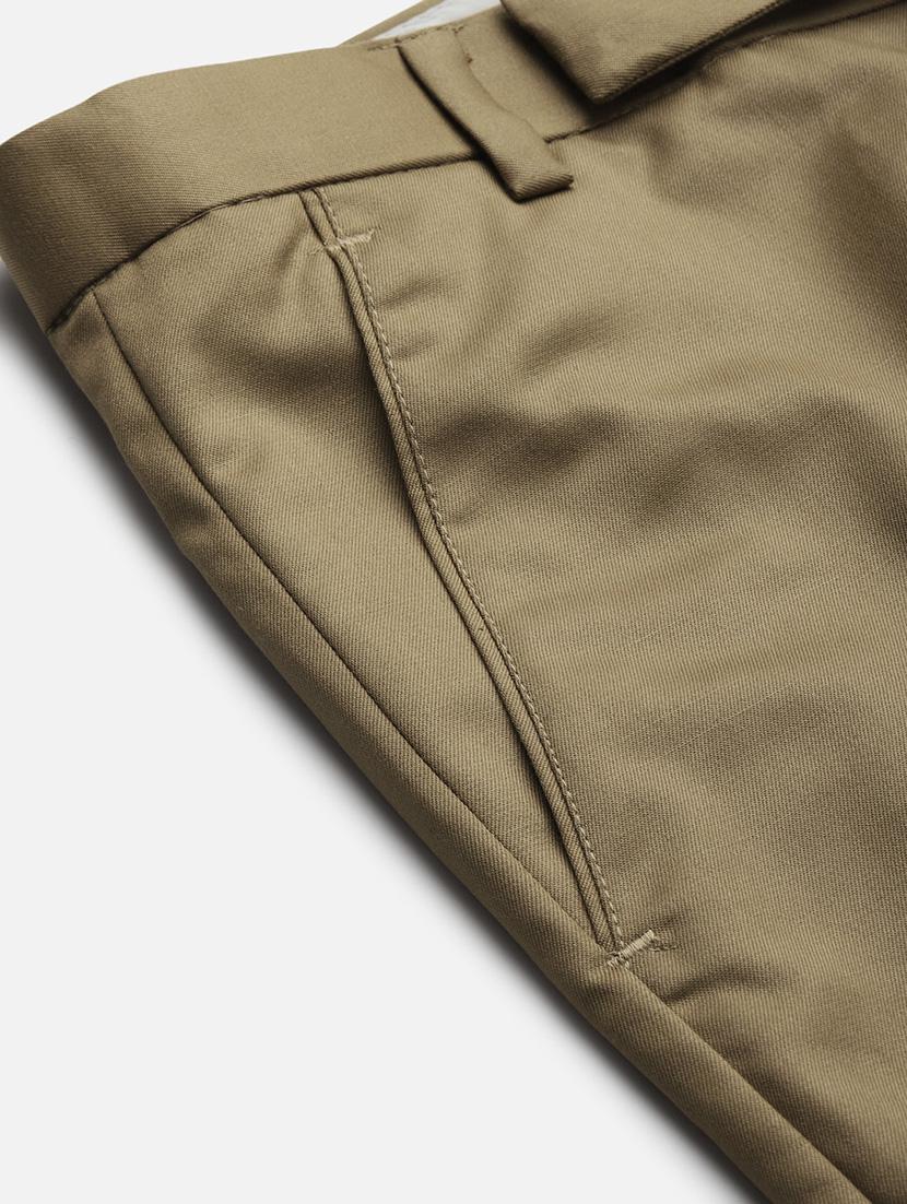 khaki solid casual trouser - 18377246 - Standard Image - 5