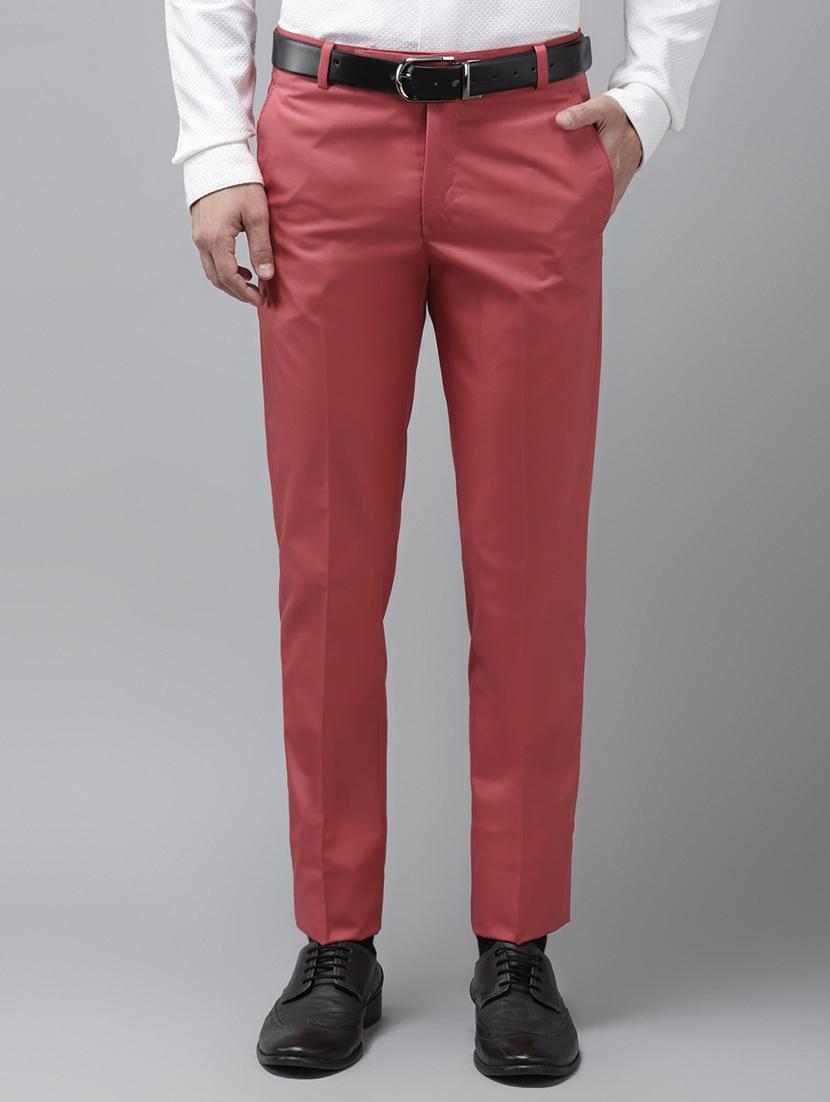 red solid casual trouser - 18377247 - Zoom Image - 0