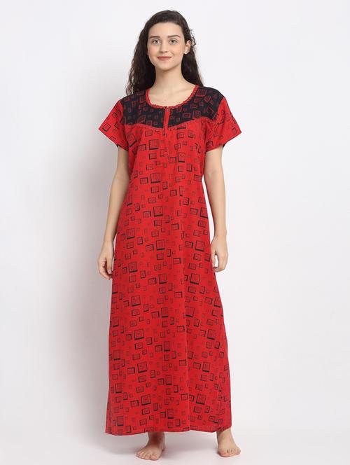 round neck printed nighty - 18377390 - Standard Image - 0