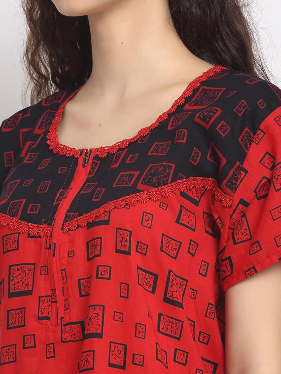 round neck printed nighty - 18377390 - Standard Image - 3