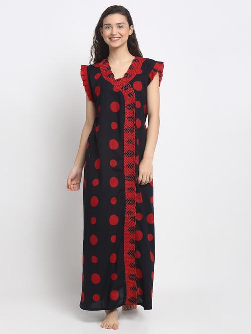 v-neck printed nighty - 18377393 - Standard Image - 0