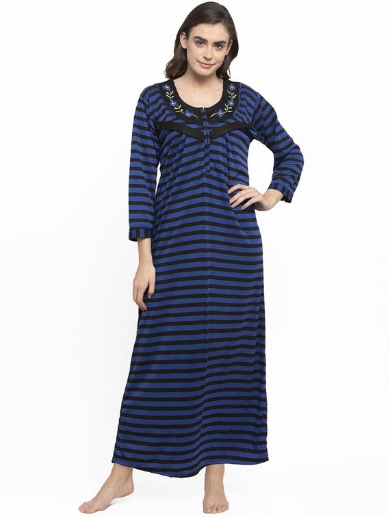 round neck striped nighty - 18377395 - Zoom Image - 0