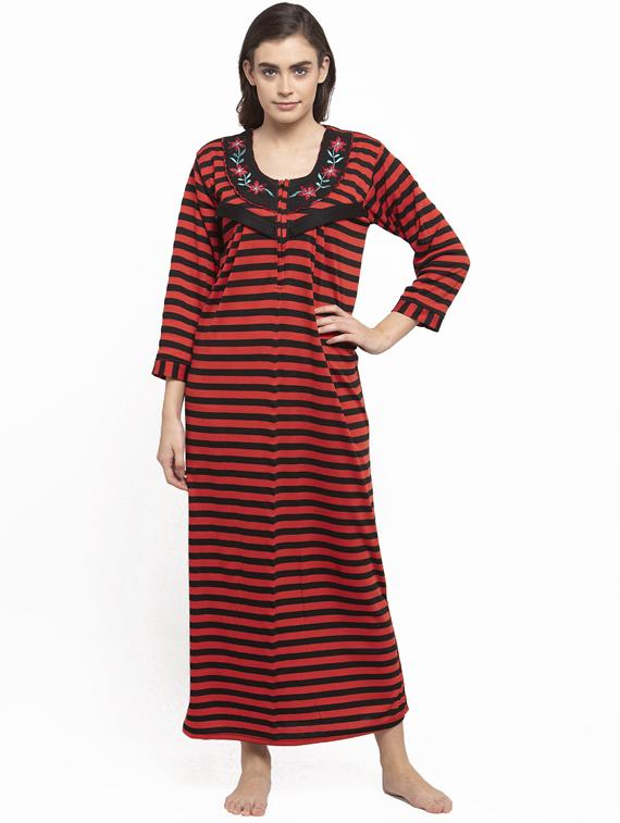 round neck striped nighty - 18377397 - Zoom Image - 0